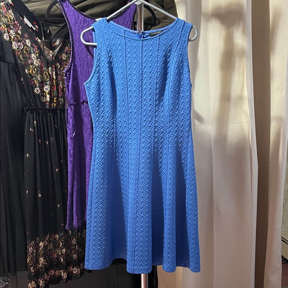 The Limited Blue Sleeveless Dress with Textured Panels Size Medium